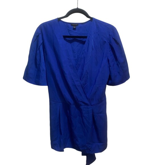 EUC Ann Taylor Wrap Top - Cobalt Blue Tie Waist - Size 14 - Picture 3 of 10